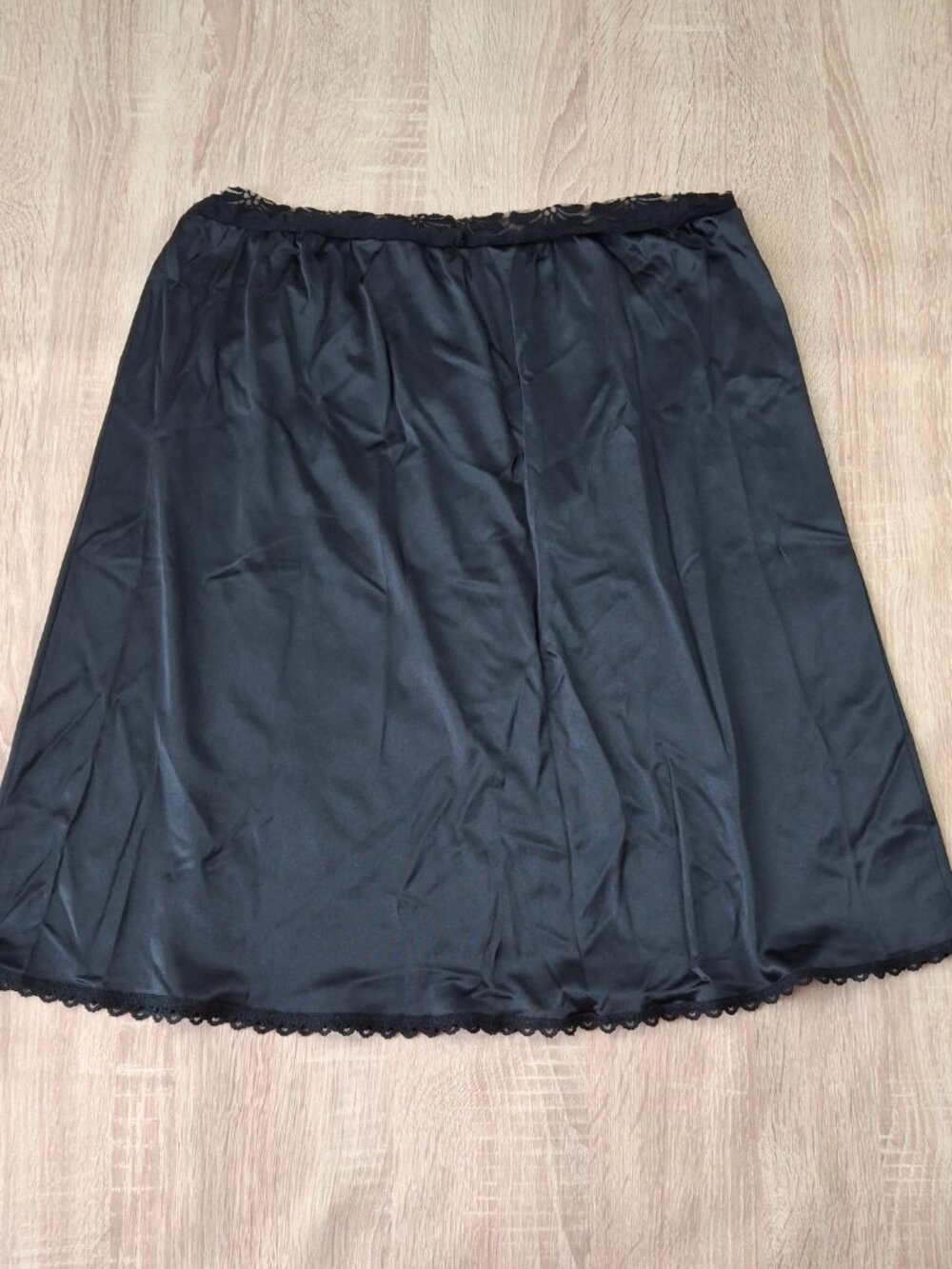 Vintage Sz L Womens Black Lace Trim Half Slip Underskirt 70s 80s Vintage Lingeri